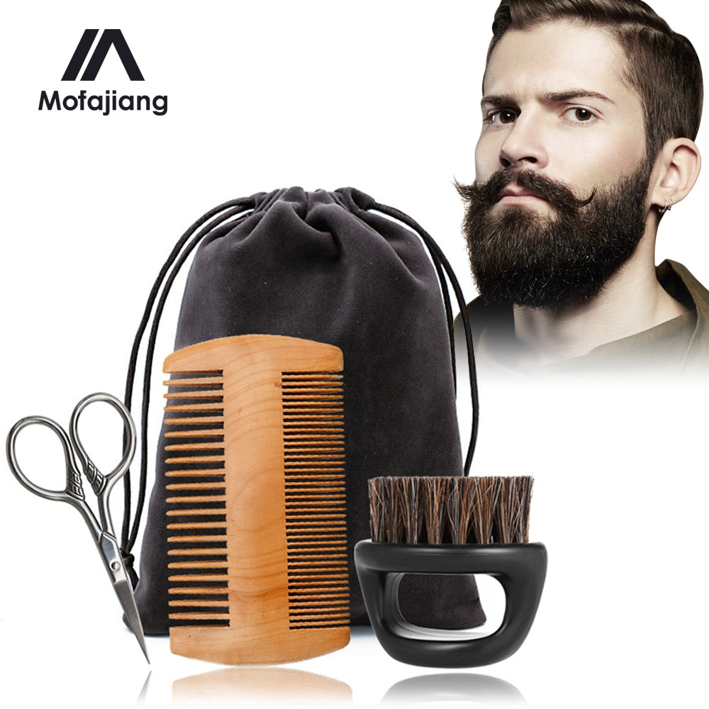 3Pcs/Set Men Beard & Mustache Grooming Kit