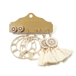 Big Round Tassel Earrings Set