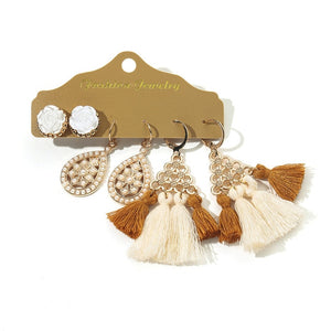 Big Round Tassel Earrings Set