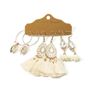 Big Round Tassel Earrings Set